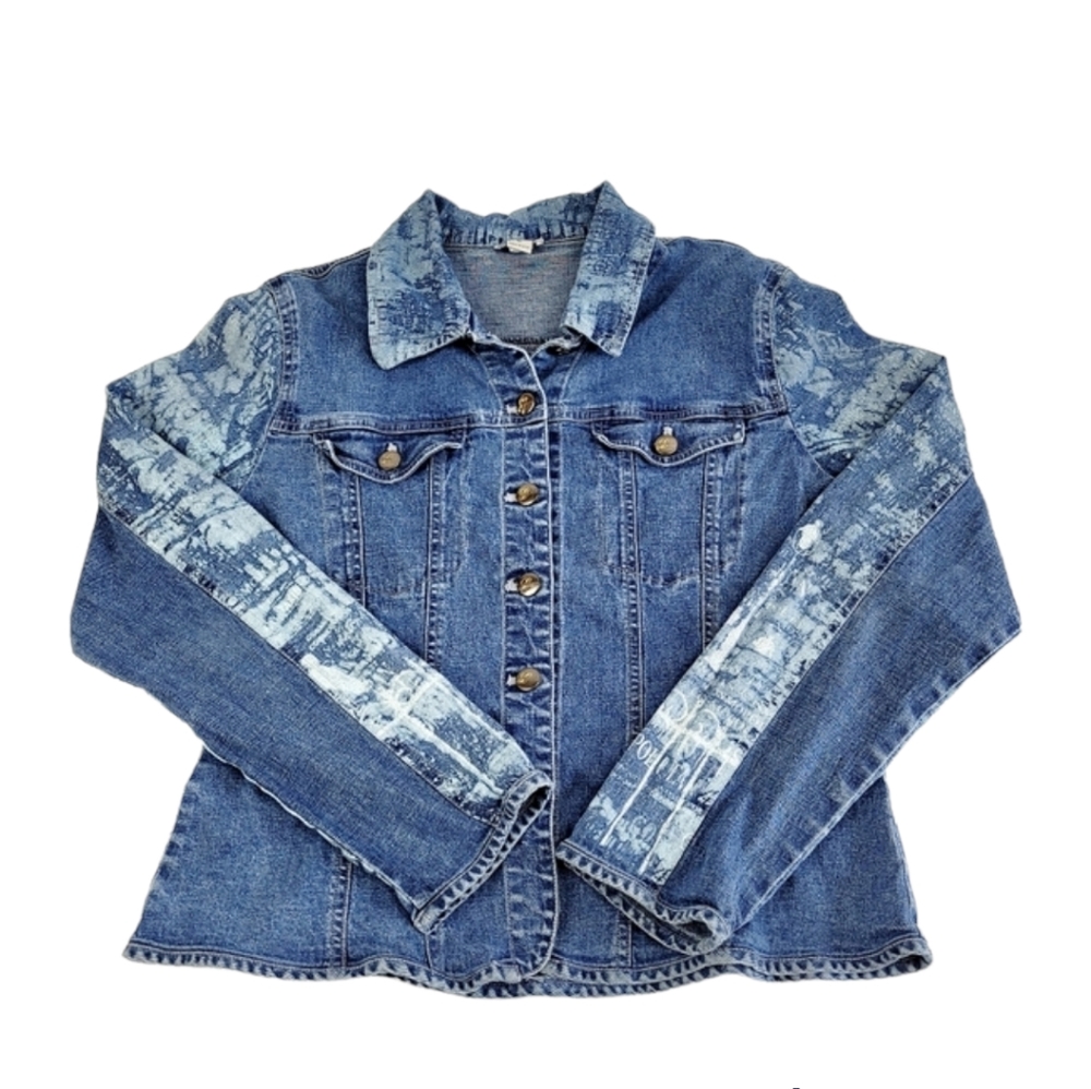 Lapis Cosmopolitan Button Down Jean Jacket With C… - image 1